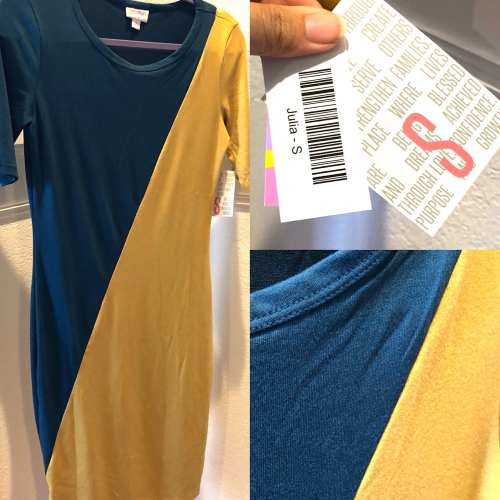 Lularoe small, color-blocked Julia dress